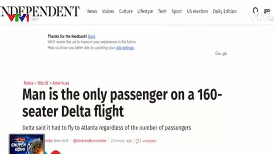 Chuyến bay 160 ghế chỉ có 1 hành khách