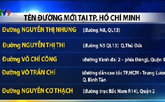 TP.HCM đặt tên mới cho 5 tuyến đường