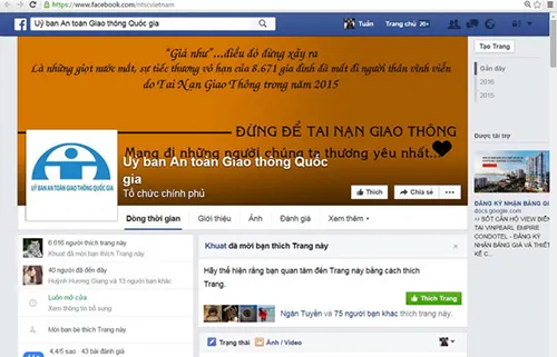 Ủy ban ATGT Quốc gia tiếp nhận thông tin qua Facebook