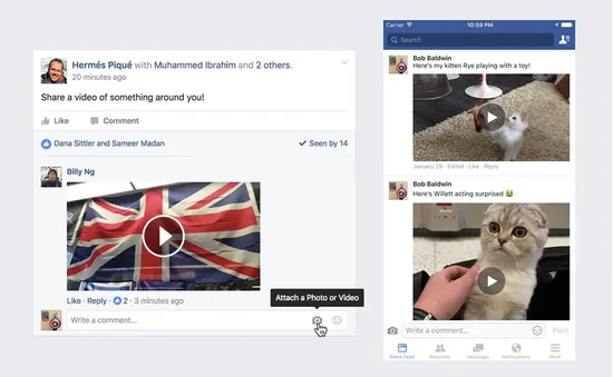 Facebook chính thức cập nhật tính năng chèn video vào comment
