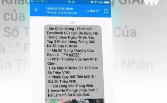 Khách hàng liên tục bị web giả mạo Honda Việt Nam lừa trúng thưởng