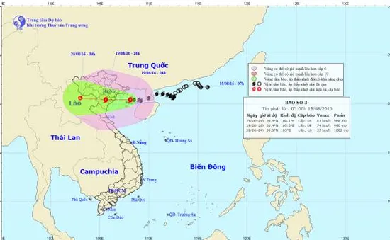 Bão số 3 ảnh hưởng trực tiếp đến vùng Đông Bắc Bộ và Bắc Trung Bộ