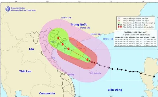 Bão số 7 cách quần đảo Hoàng Sa 190km, mạnh cấp 14