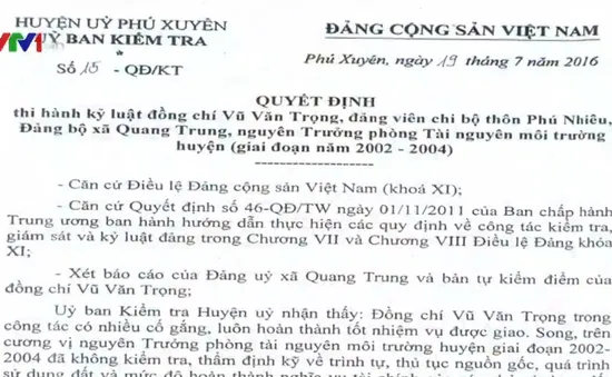 Kỷ luật cán bộ vì để thất lạc sổ đỏ ở Phú Xuyên, Hà Nội