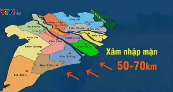 Mặn có thể xâm nhập 70km trên sông Hậu