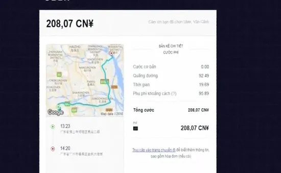 Khách hàng ở Việt Nam bị trừ tiền đi Uber tại Trung Quốc