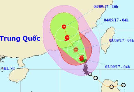 Bão số 8 hướng thẳng về đất liền phía Nam Trung Quốc