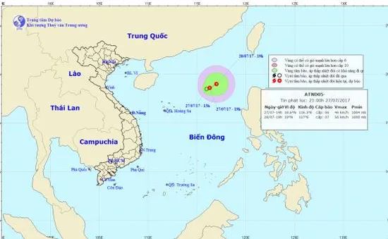 Áp thấp nhiệt đới trên Biển Đông có khả năng mạnh thêm