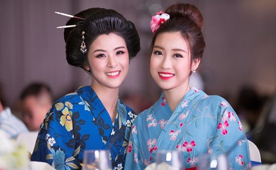 Hoa hậu Ngọc Hân, Mỹ Linh khác lạ trong trang phục kimono