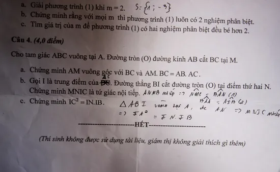 Sở GD&ĐT Quảng Nam ra sai đề thi Toán lớp 9