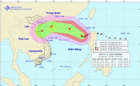 Bão số 11 giật cấp 12, cách Hoàng Sa 620km