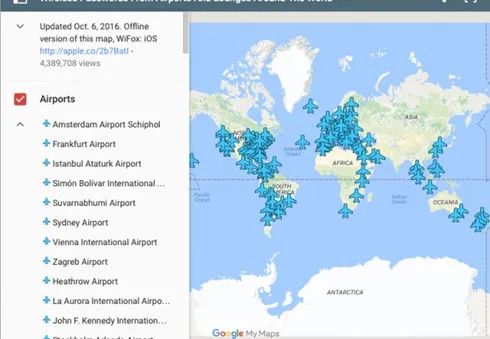 Ứng dụng tìm wifi và mật khẩu tại các sân bay lớn trên thế giới