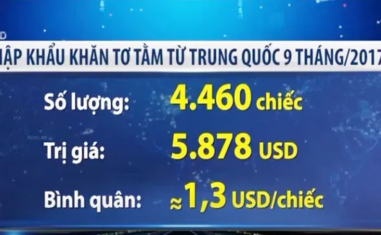 Hàng nghìn khăn tơ tằm Trung Quốc về Việt Nam giá chỉ hơn 1 USD