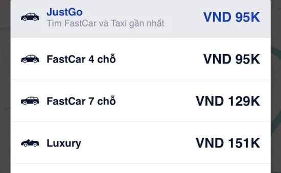 FastGo tung tính năng JustGo liên kết hơn 35 hãng taxi