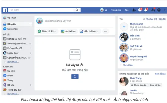 Facebook bị lỗi trên diện rộng