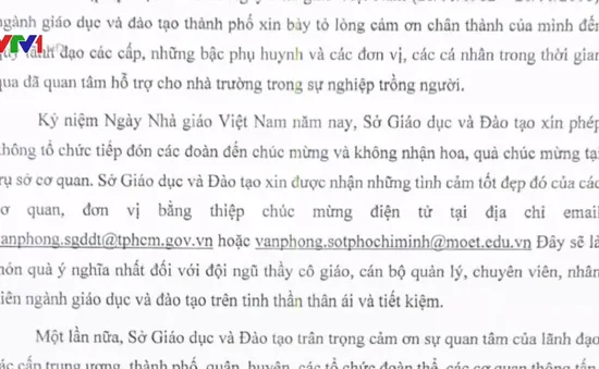 Sở Giáo dục Đào tạo TP.HCM: Không nhận hoa và quà Ngày Nhà giáo Việt Nam