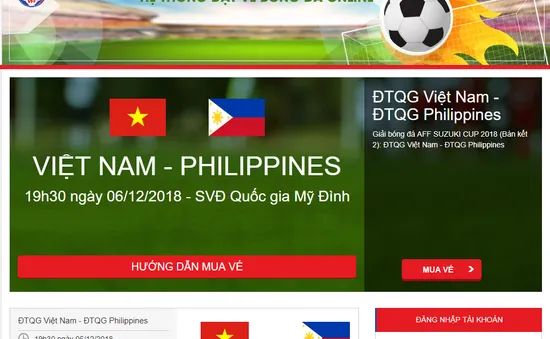 10h00 hôm nay (29/11), tiếp tục bán vé online trận Việt Nam – Philippines