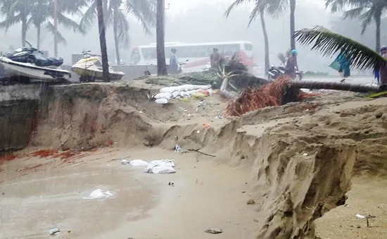 Mưa lớn kéo dài, bờ biển Đà Nẵng đang sạt lở nặng