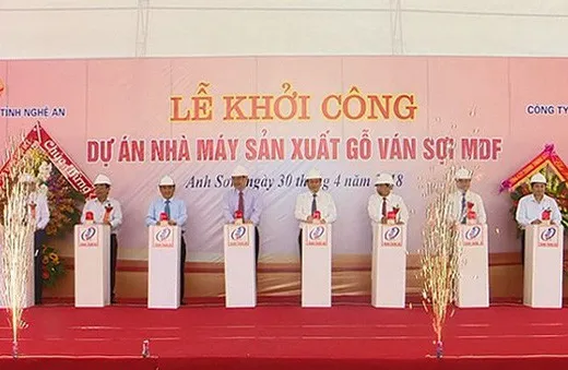 Phó Thủ tướng Vương Đình Huệ dự lễ khởi công nhà máy ván sợi MDF Nghệ An