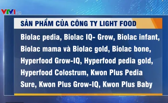 Thu hồi 35 loại thực phẩm của Light Food, Vinanusoy