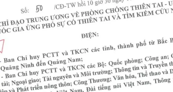 Công điện ứng phó bão số 5 (bão Mangkhut)