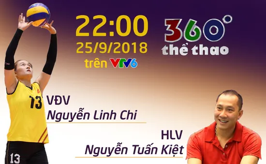 Bản tin "360 độ Thể thao" với những khách mời đặc biệt: HLV Nguyễn Tuấn Kiệt và chuyền hai Linh Chi của ĐT bóng chuyền nữ Việt Nam! (22h00 hôm nay, 25/9 trên VTV6)