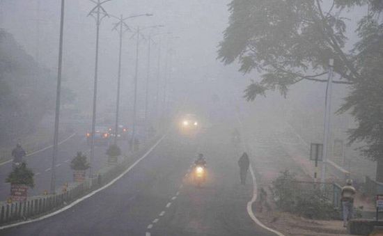 Sương mù dày đặc làm đình trệ giao thông tại New Delhi, Ấn Độ