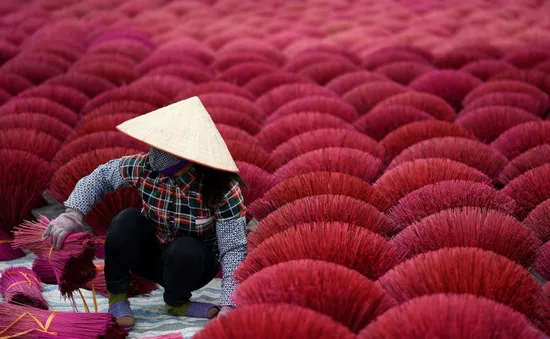 Làng sản xuất hương Việt Nam vào vụ Tết lên báo nước ngoài