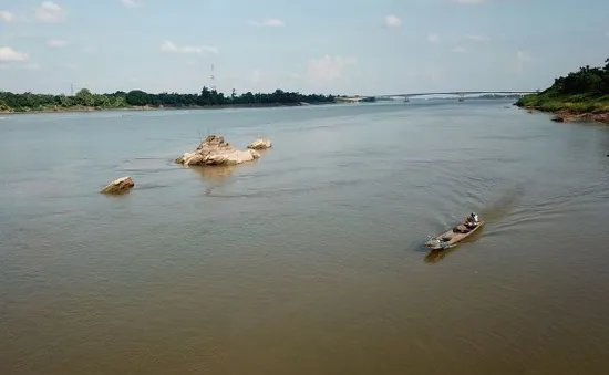 Nước sông Mekong tại tỉnh Nakhon Phanom, Thái Lan đang cạn nhanh