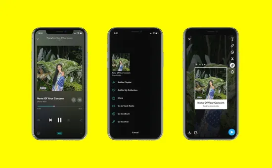 Tidal cập nhật tùy chọn chia sẻ nhạc trực tiếp qua Snapchat