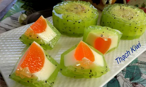 Chống ngán với thạch rau câu kiwi hạt chia mát lạnh