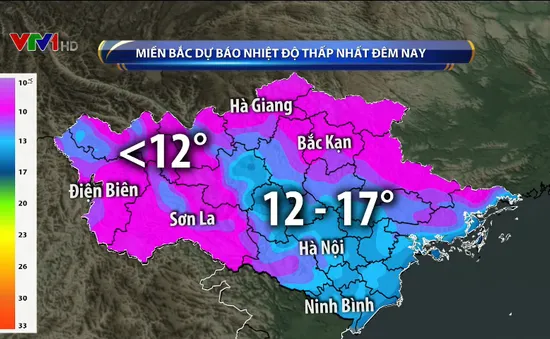 Ngày 2/12, trời rét khô ở miền Bắc