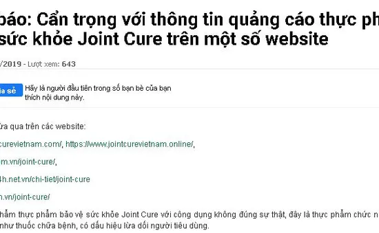 Cục An toàn thực phẩm công bố danh sách các thực phẩm chức năng có dấu hiệu vi phạm về quảng cáo