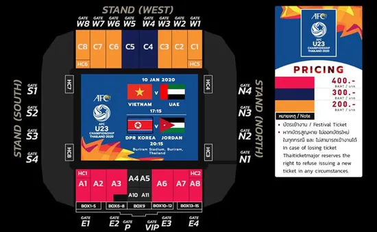Cách mua vé cổ vũ U23 Việt Nam ở Vòng chung kết U23 châu Á diễn ra tại Thái Lan