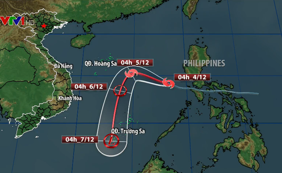 Bão số 7 đạt cấp 11, cách huyện đảo Trường Sa 540km về phía Đông Đông Bắc