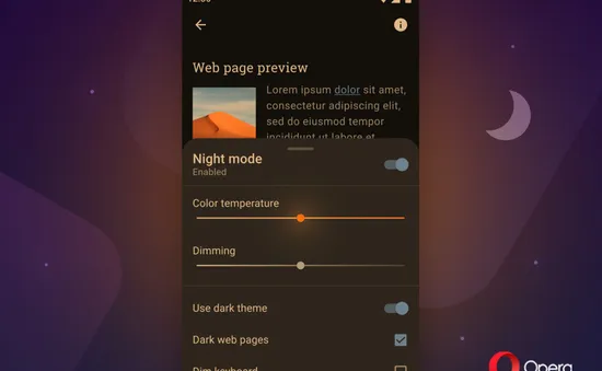 Opera cập nhật chế độ ban đêm mới cho phiên bản Android