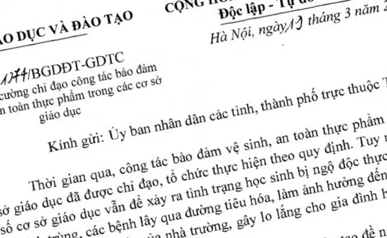 Bộ GD&ĐT yêu cầu các trường kiểm soát chặt nguồn gốc thực phẩm