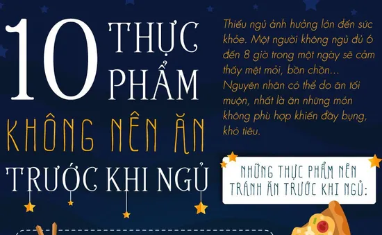 10 thực phẩm không nên ăn trước khi ngủ