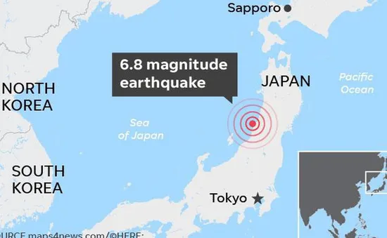 Ít nhất 16 người bị thương sau trận động đất ở Nhật Bản