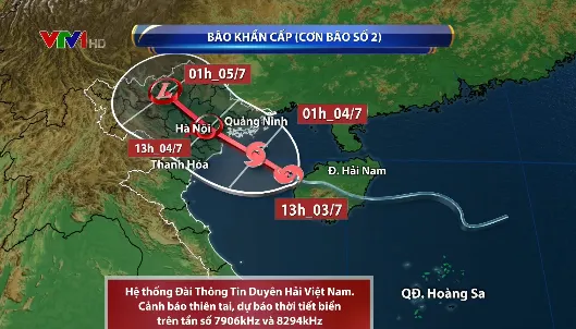 Sáng mai (4/7), bão số 2 giật cấp 10 đi vào đất liền Quảng Ninh - Ninh Bình