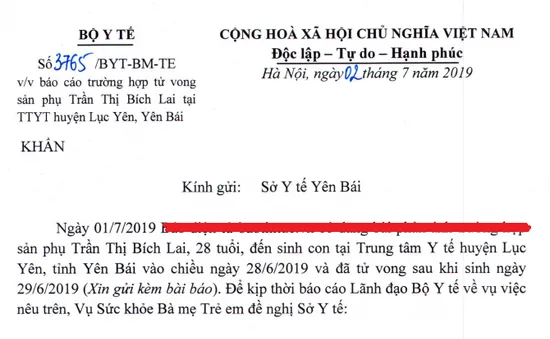 Xác minh nguyên nhân sản phụ tử vong sau sinh tại Yên Bái