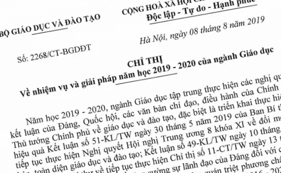 9 nhóm nhiệm vụ chủ yếu, 5 nhóm giải pháp cơ bản của ngành Giáo dục trong năm học 2019-2020