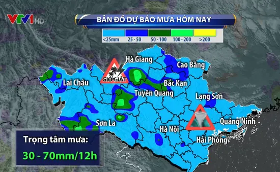 Hôm nay (27/8), Bắc Bộ tiếp tục mưa giông