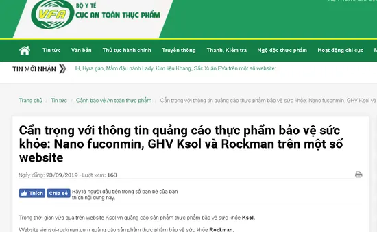 Tràn lan thông tin quảng cáo thực phẩm bảo vệ sức khỏe vi phạm quy định