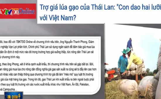 Thái Lan thông qua gói ngân sách 21,5 tỷ Baht đảm bảo giá lúa gạo