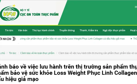 Cảnh báo: Thực phẩm bảo vệ sức khỏe Loss Weight Phục Linh Collagen có dấu hiệu giả mạo