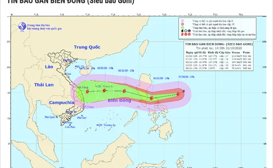 Siêu bão Goni sắp vào Biển Đông, có thể "càn quét" khu vực từ Thanh Hóa - Khánh Hòa