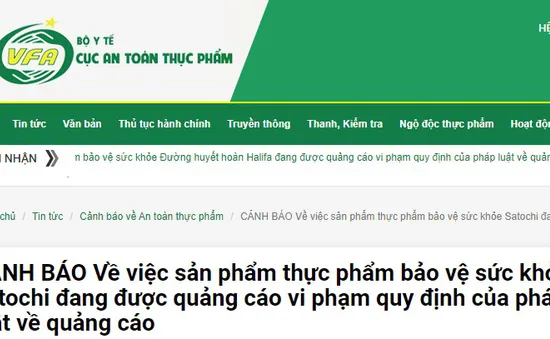 Cảnh báo sản phẩm Satochi, Mộc Linh Chi - Body Weight, Đường huyết hoàn Halifa quảng cáo gây hiểu nhầm công dụng