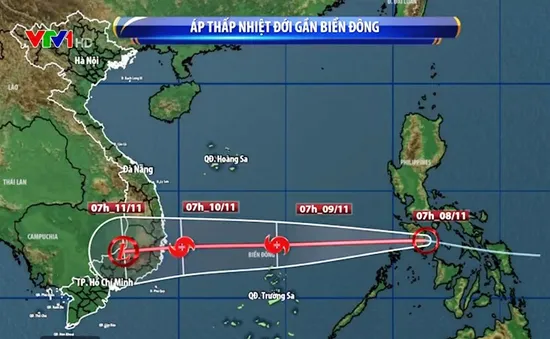 Chiều nay (8/11), áp thấp nhiệt đới vào biển Đông
