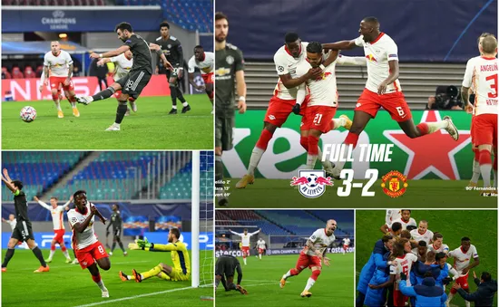 Champions League: Thua Leipzig, Man Utd bị loại và phải xuống chơi ở Europa League